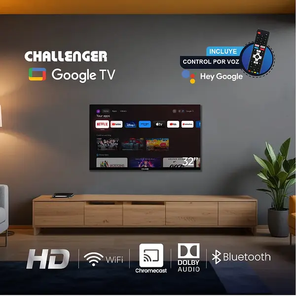 Televisor 32" Hd Google Tv Con Bluetooth - Led 32kg84 Bt T2