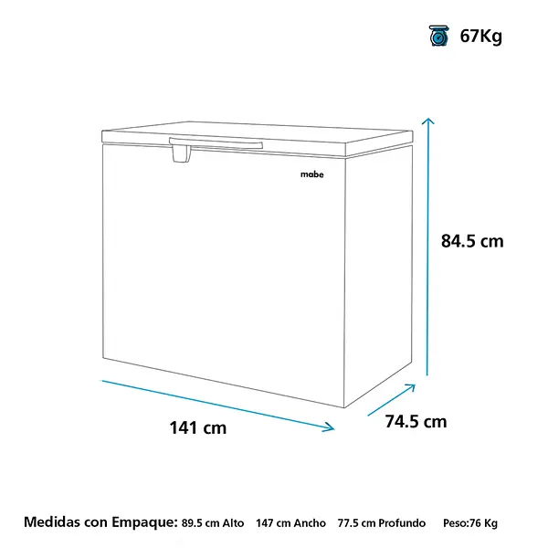 Congelador Horizontal 430 L Brutos Blanco Mabe