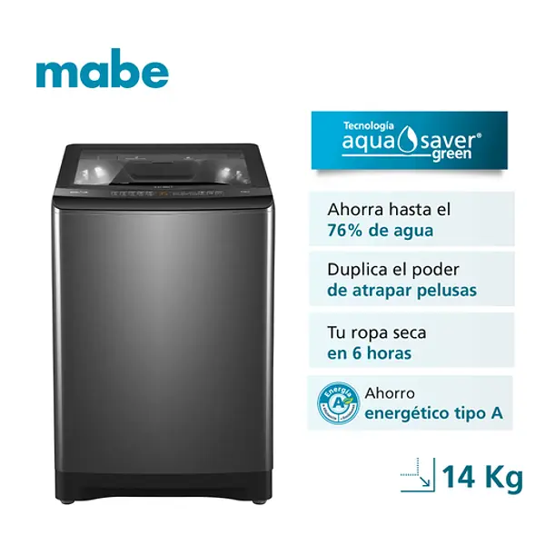 Lavadora Automática 14 Kg Diamond Gray Mabe