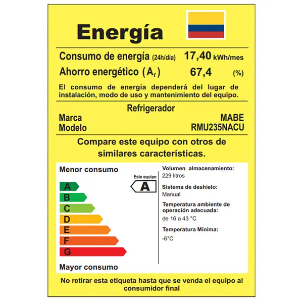 Nevera Mabe Convencional 235l Brutos Inox