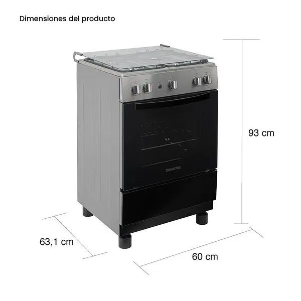 Estufa Challenger Con Horno Inox 60 Cm 4 Puestos Gas Propano