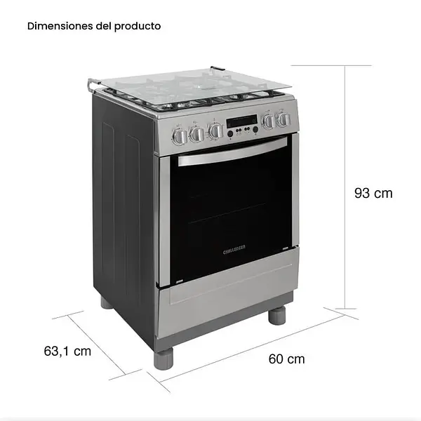 Estufa Challenger Con Horno Inox 60 Cm 4 Puestos Gas Natural