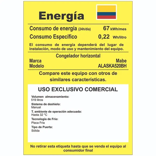 Congelador Horizontal Mabe 520l Brutos