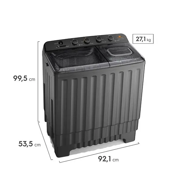 Lavadora White Westing-House Semiautomatica 15 Kg Negra