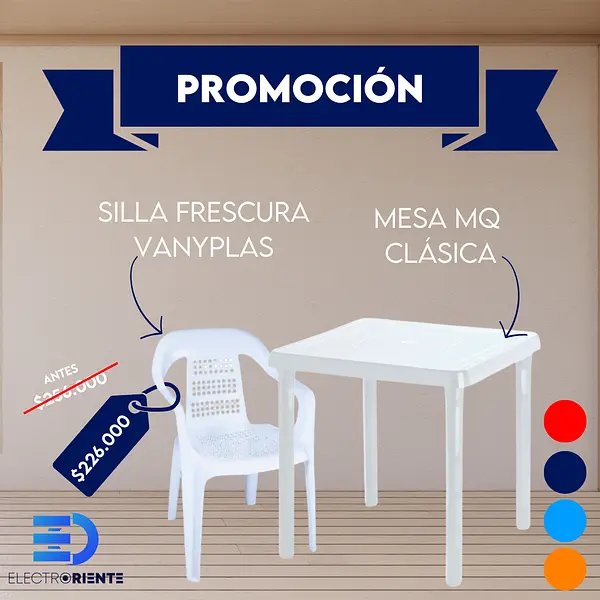 Juego De Silla Frescura Vanyplas + Mesa Mq Clásica
