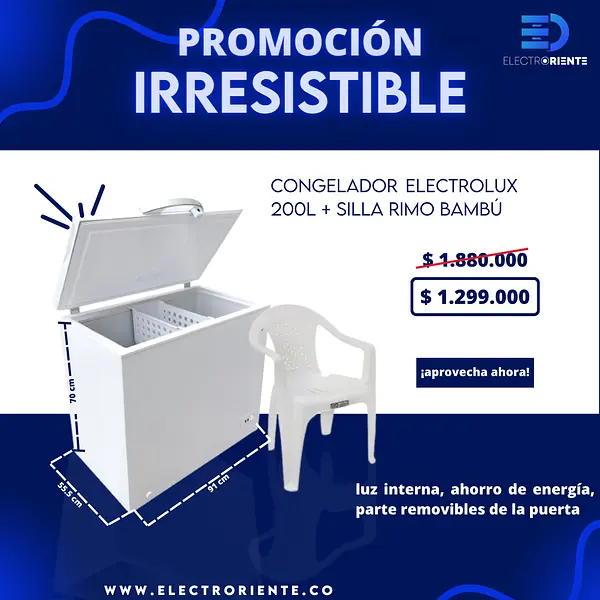 Congelador Electrolux 200 Litros + Silla Rimo Bambú